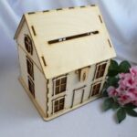 Laser Cut House Shaped Wedding Money Box Free Vector