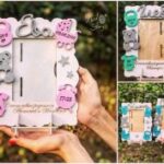 Laser Cut Child Birth Metrics Photo Frame Template Free Vector