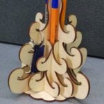 Laser Cut 3D Christmas Tree Pencil Holder Hanger Free Vector