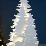 Laser Cut Tree Reindeer Scene Christmas Table Decoration Free Vector