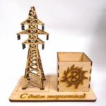 Laser Cut Electricity Tower Pencil Holder Desk Organizer DXF File