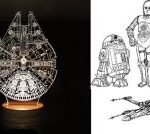 Laser Cut Stand and 3D Acrylic Light Star Wars, Millennium, Droid