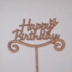 Laser Cut Wooden Happy Birthday Cake Topper Free Vector