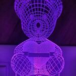 Laser Cut Teddy Bear Heart 3D Illusion Lamp Free Vector