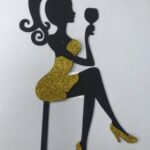 Laser Cut Cake Topper Girl With A Glass Free Vector