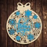 Laser Cut Wooden New Year Wreath Christmas Wreath Free Vector