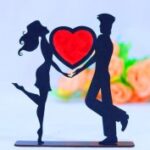 Laser Cut Romantic Love Couple Standing Valentine Day Decor Free Vector