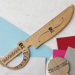 Laser Cut Knife Shaped Wooden Ruler Free Vector