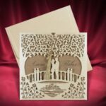Invitation Card Couple Standing On Bridge Design Laser Cutting Template Free Vector