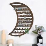Laser Cut Moon Wooden Jewelry Organizer – Wall Mounted Hanging Jewelry Holder For Earrings & Rings