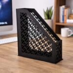 Laser Cut Desktop Magazine File Holder, Single Section Stationery Organizer