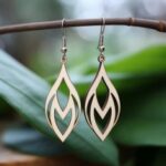Laser Cut Wooden Teardrop Earrings