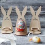 Laser Cut Wooden Bunny Egg Holder Free Vector