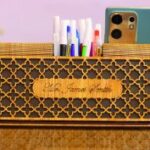 Laser Cut Personalized Office Desk Organizer Free Vector