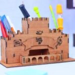 Laser Cut Castle Desk Organizer Pencil Holder Free Vector