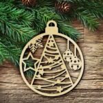 Laser Cut Christmas Ball Ornament Christmas Tree Decor Free Vector