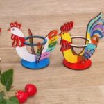 Laser Cut Rooster Egg Holder Easter Decorations Free Vector