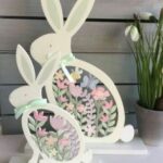 Laser Cut Easter Bunny With Flowers