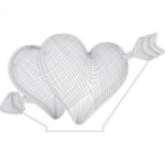 Double hearts 3d illusion lamp Free Vector