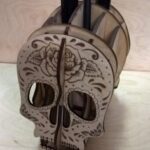 Laser Cut Skull Pencil Holder Free Vector