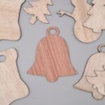 Laser Cut Christmas Wooden Ornaments Bell Shape Unfinished Cutout Free Vector