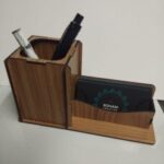 Laser Cut Business Card Holder Stand With Pen Marker Holder Free Vector