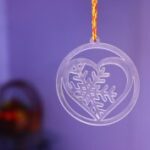 Laser Cut Heart Snowflake Pattern Christmas Tree Ornament Free Vector