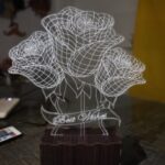 Laser Cut Best Wishes With Flower 3D Illusion Lamp DXF File
