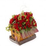 Laser Cut House Shaped Flower Box Valentine’s Day Decorations Free Vector