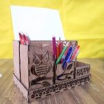 Laser Cut Owl Desk Organizer 3mm Free Vector