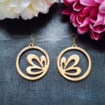 Laser Cut Circle Flower Wooden Earrings