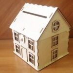 Laser Cut Wooden House Shaped Piggy Bank Free Vector