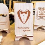 Laser Cut Cell Phone Stand Personalized Gift for Men Free Vector