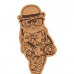 Owl Wearing Cap With Camera And Glasses Laser Cut Engraving Template Free Vector