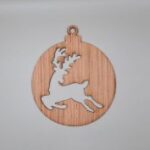 Laser Cut Reindeer Christmas Bauble Wooden Christmas Tree Decoration Free Vector