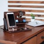 Laser Cut Phone Docking Station Ash Key Holder Wallet Stand Watch Organizer Men Gift For Husband Father Free Vector