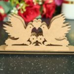 Laser Cut Pigeons With Heart Wedding Napkin Holder Free Vector