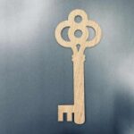 Laser Cut Wooden Key Shaped Cutout Craft Free Vector