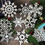Laser Cut Wood Christmas Snowflake Ornaments Tree Hanging Decorations Free Vector