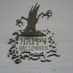 Laser Cut Happy Halloween Stand Free Vector