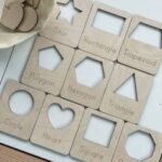 Laser Cut Kids Wooden Shapes Stencils, Geometric Shapes Learning Activity