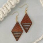 Laser Cut Diamond Shaped Wood Earrings