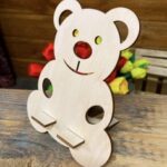Laser Cut Wooden Teddy Bear Phone Holder Free Vector