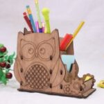 Laser Cut Owl Desk Organiser Pencil Holder 3mm Free Vector
