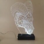 Laser Cut Ram Head 3D Optical Illusion Night Lamp Free Vector