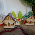 Laser Cut Wooden House Christmas Village Free Vector