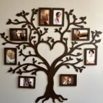 Laser Cut Family Tree With Heart Wooden Photo Frames Wall Decor