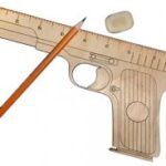 Laser Cut Wooden Gun Shaped Measuring Ruler Free Vector