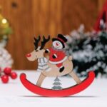 Laser Cut Santa Claus Riding Rocking Reindeer Ornament Free Vector