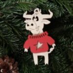 Laser Cut Christmas Ornament New Year 2021 Bull Free Vector